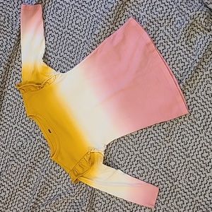 Tea Collection Tie Dye Fade Striped with Ruffle Trim Shoulders Size 2